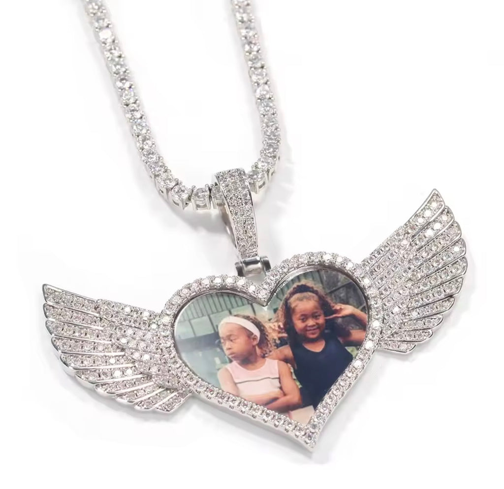 Heart Angel Wing Picture Memorial Pendant