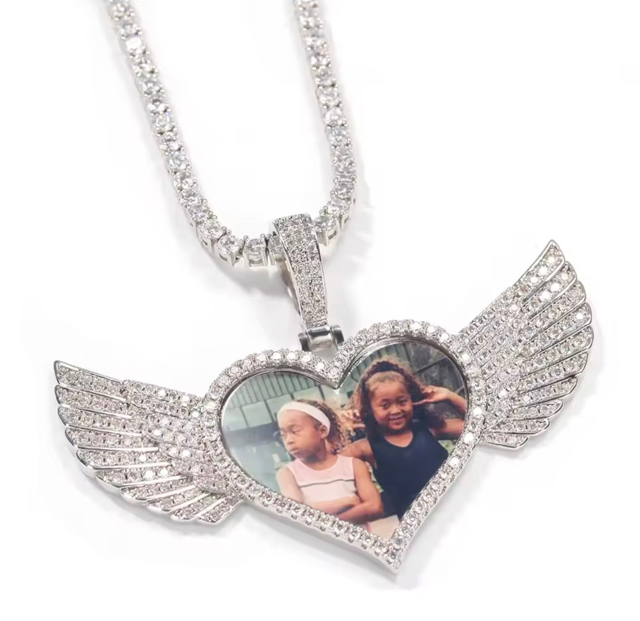 Heart Angel Wing Picture Memorial Pendant
