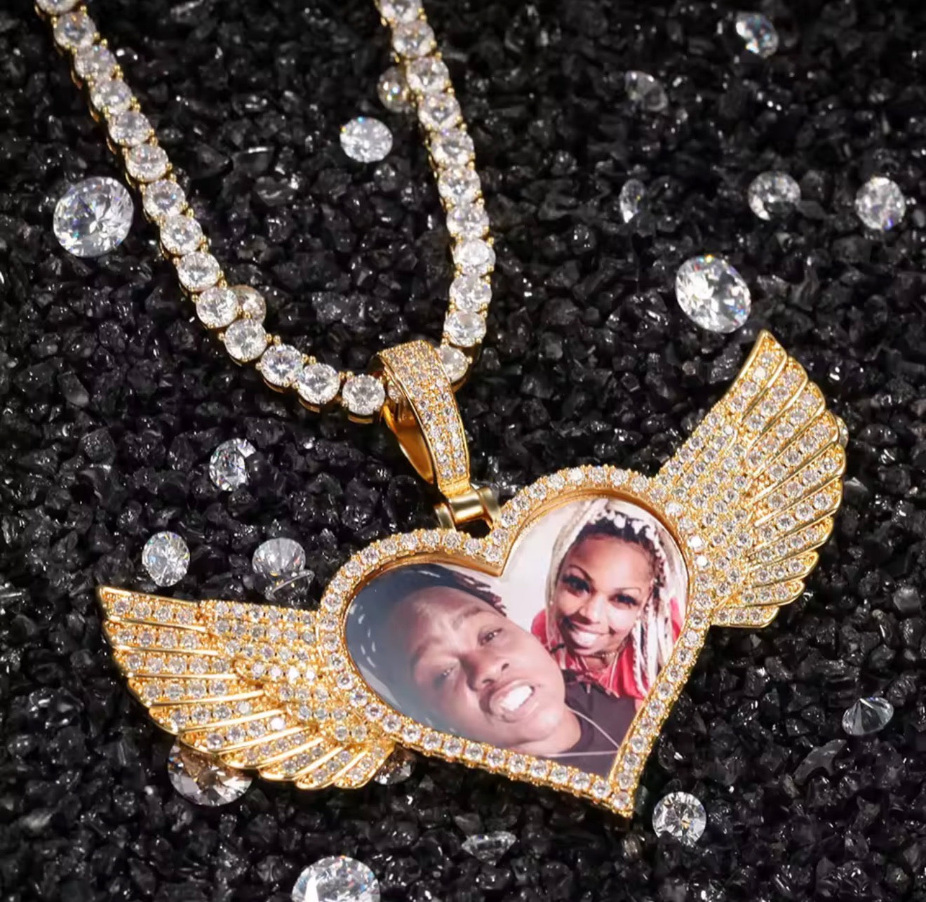 Heart Angel Wing Picture Memorial Pendant