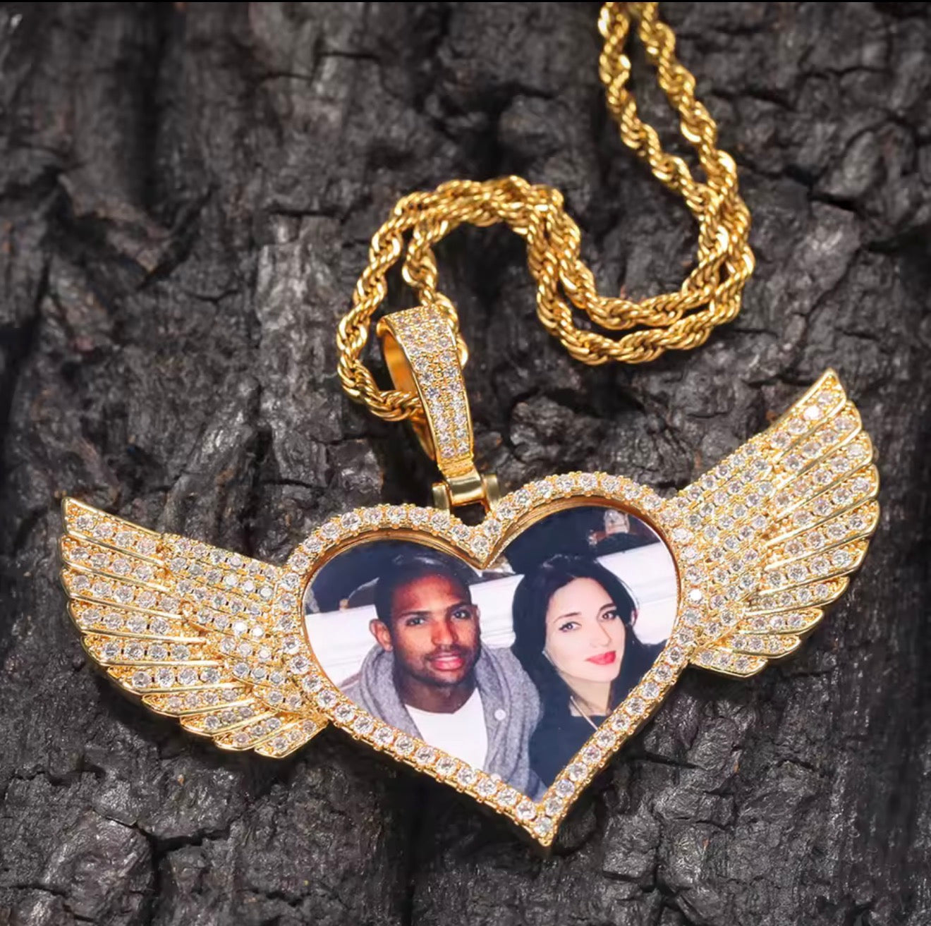 Heart Angel Wing Picture Memorial Pendant